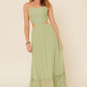 Chiffon Floral Lace Maxi Dress